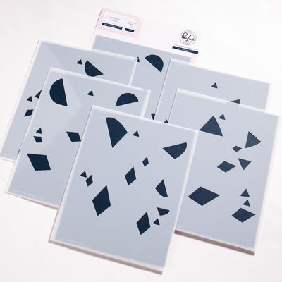 PinkFresh Studio - Pure Bliss Collection - Radiating Hearts &amp; Stars - Layered Stencil - 268325 - 6 pcs