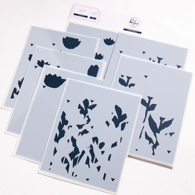 PinkFresh Studio - Pure Bliss Collection - Floral Field - Layered Stencil - 268925 - 7 pcs