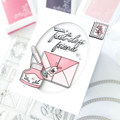 PinkFresh Studio - Essentials Collection - Die Set - Nested Ovals Double Stitched - PF176ES - 6pcs