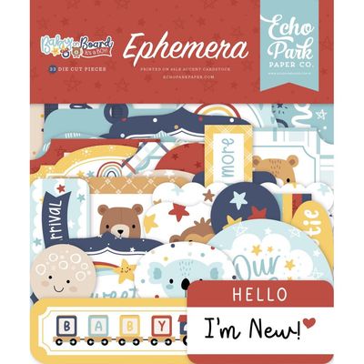 Echo Park Paper Co - Baby On Board Collection - Boy - Ephemera - Icons - BOG414025 - 33 pcs