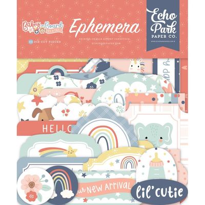 Echo Park Paper Co - Baby On Board Collection - Girl - Ephemera - Icons - BOG414024 - 33 pcs