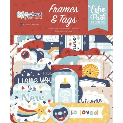 Echo Park Paper Co - Baby On Board Collection - Boy - Frame &amp; Tags - BOB415024 - 33 pcs