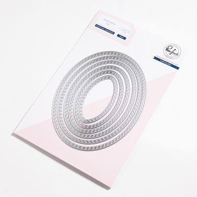 PinkFresh Studio - Essentials Collection - Die Set - Nested Ovals Double Stitched - PF176ES - 6pcs
