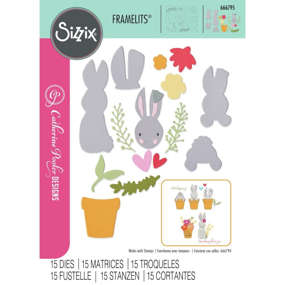 Sizzix &amp; Catherine Pooler - Bunny Bits &amp; Blooms #2 Collection - Dies - 666795 - 17 pcs