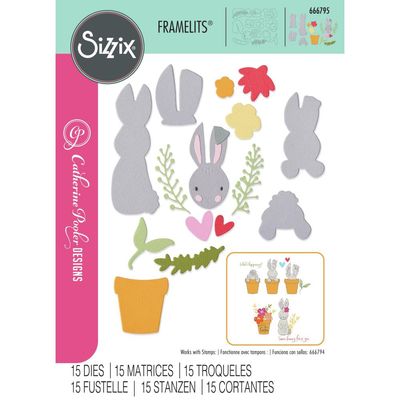 Sizzix &amp; Catherine Pooler - Dies - Bunny Bits &amp; Blooms #2 - 666795 - 17 pcs