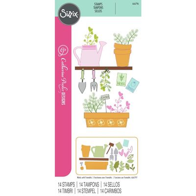 Sizzix &amp; Catherine Pooler - Greenhouse Finds Collection - Clear Polymer Stamps - 666796 - 14 pcs