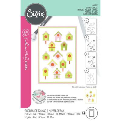 Sizzix &amp; Catherine Pooler - Good Place To Land Collection Collection - Layered Stencils - 666802 - 17 pcs