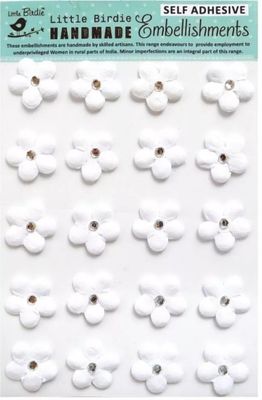 Little Birdie - Mulberry - White Flowers / Diamante - CR70270 - 20 pcs