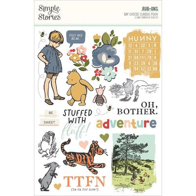 Simple Stories - Say Cheese Classic Pooh Collection - Rub On Transfers - 6&quot; x 8&quot; - 23926 - 2 Sheets