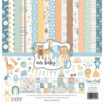 Echo Park Paper Co - Our Baby Boy Collection - 12 x 12 Paper Pack - OBB302016 - 12 Sheets plus stickers
