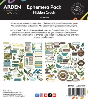 Arden Creative Studio - Hidden Creek Collection - Designed By Katie Pertiet - Ephemera - 112 pcs