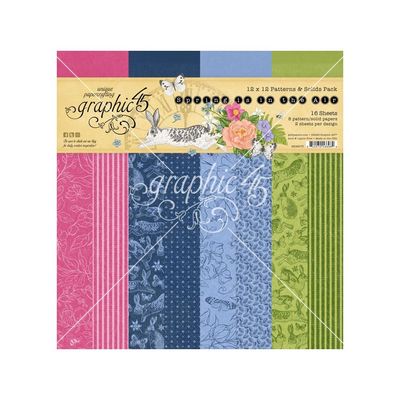 Graphic 45 - Spring Is In The Air Collection - 12 x 12 - Paper Pad - Solids - 4502975 - 16 Sheets