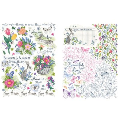 Graphic 45 - Spring Is In The Air Collection - Rub On Transfer Sheets - 6" x 8" - 4502979 - 2 sheets