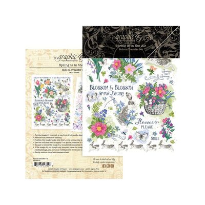 Graphic 45 - Spring Is In The Air Collection - Rub On Transfer Sheets - 6&quot; x 8&quot; - 4502979 - 2 sheets