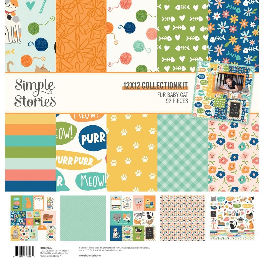 Simple Stories - Fur Baby Collection - Cat - 12 x 12 Paper Pack - 24013 - 92 pcs inc stickers