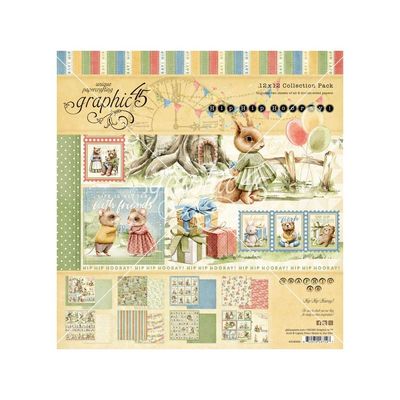 Graphic 45 - Hip Hip Hooray Collection - 12&quot; x 12&quot; - Paper Pad - 4502989 - 16 sheets