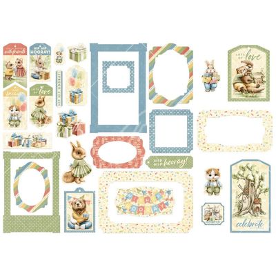 Graphic 45 - Hip Hip Hooray Collection - Tags &amp; Frames - Chipboard - Die Cuts - 4502993