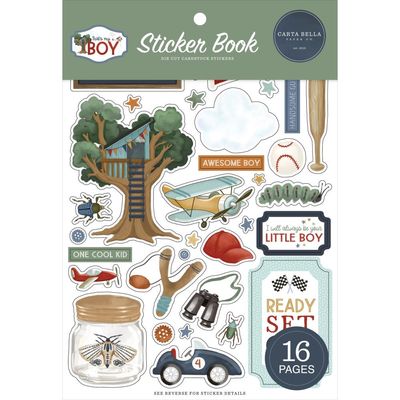 Carta Bella - That&#39;s My Boy Collection - Sticker Book - 6&quot; x 8&quot; - CBB419029 - 16 Sheets