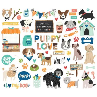Simple Stories - Fur Baby Collection - Dog - Die Cuts - Bits &amp; Pieces - 24008 - 52 pcs