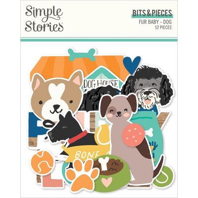 Simple Stories - Fur Baby Collection - Dog - Die Cuts - Bits &amp; Pieces - 24008 - 52 pcs