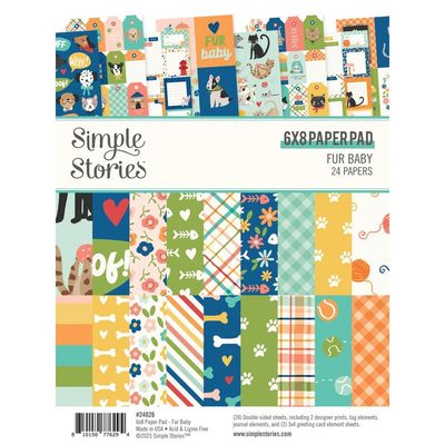 Simple Stories - Fur Baby Collection - Dog &amp; Cat - 6&quot; x 8&quot; - Paper Pad - 24026