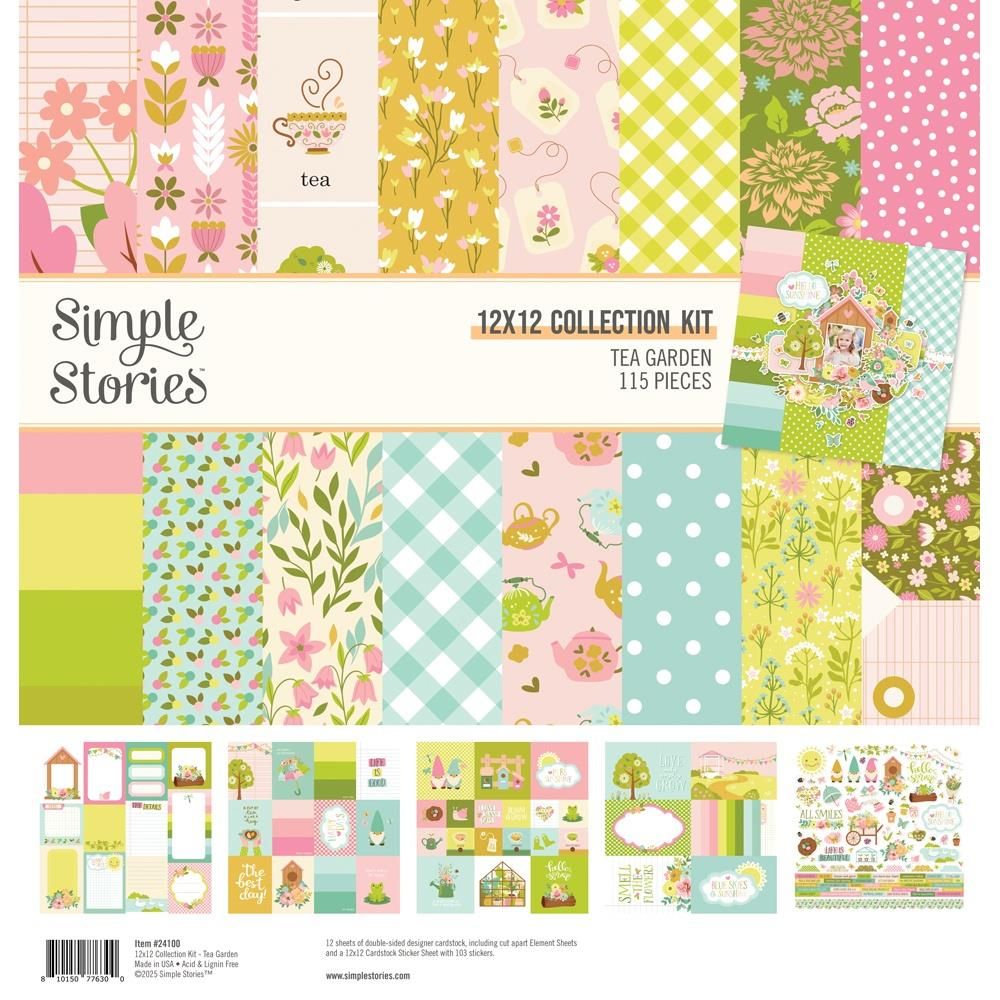 Simple Stories - Tea Garden Collection - 12&quot; x 12&quot; - Paper Pack - 24100 - 12 Sheets plus stickers