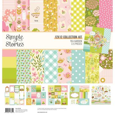 Simple Stories - Tea Garden Collection - 12&quot; x 12&quot; - Paper Pack - 24100 - 12 Sheets plus stickers