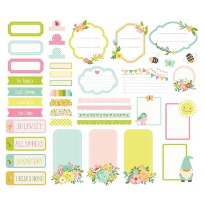 Simple Stories - Tea Garden Collection - Die Cuts - Bits &amp; Pieces - Journal - 24119 - 40pcs
