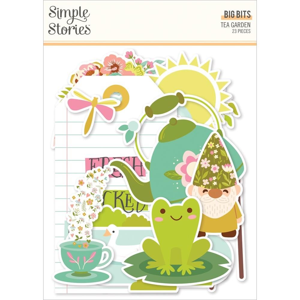 Simple Stories - Tea Garden Collection - Die Cuts - Bits &amp; Pieces - Big Bits - 24121 - 23pcs
