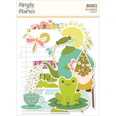 Simple Stories - Tea Garden Collection - Die Cuts - Bits &amp; Pieces - Big Bits - 24121 - 23pcs