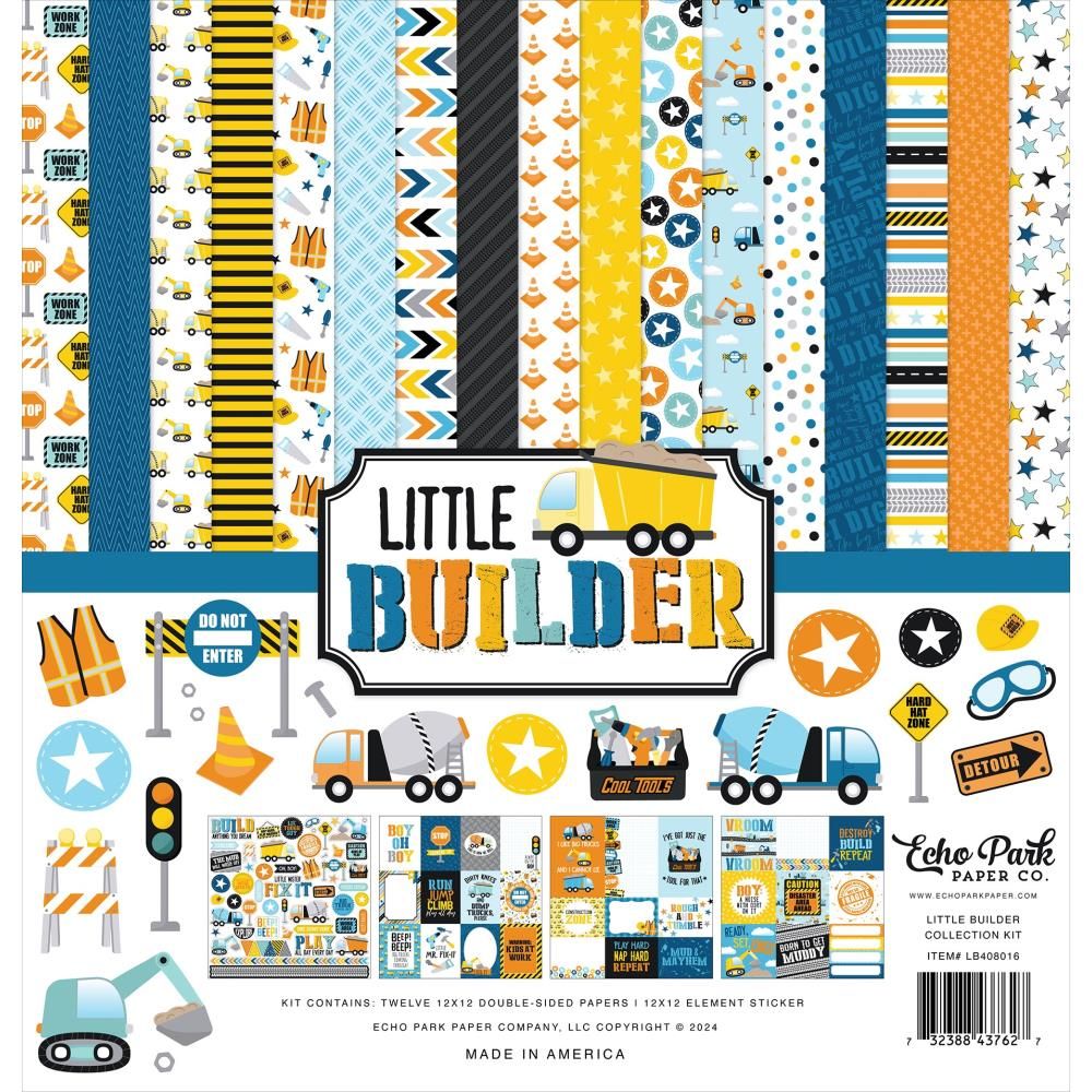 Echo Park Paper Co - Little Builder Collection - 12 x 12 Paper Pack - LB408016