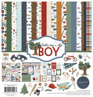 Carta Bella - That&#39;s My Boy Collection - 12 x 12 Paper Pack - CBB419016 - 12 sheets plus stickers