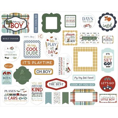 Carta Bella - That's My Boy Collection - Ephemera - Die Cuts - CBB41024 - 34pcs