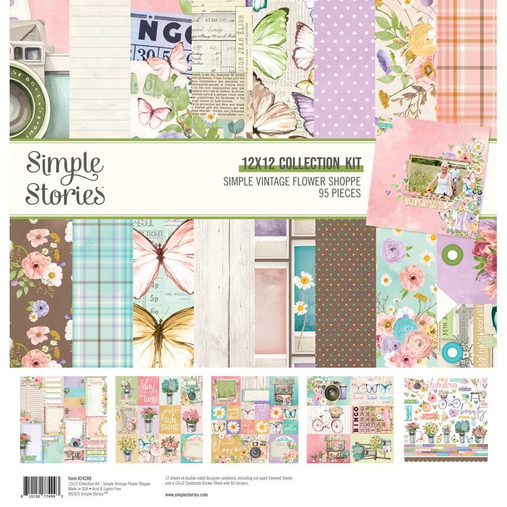 Simple Stories - Simple Vintage Flower Shoppe Collection - 12 x 12 Paper Pack - 24200 - 12 sheets plus stickers