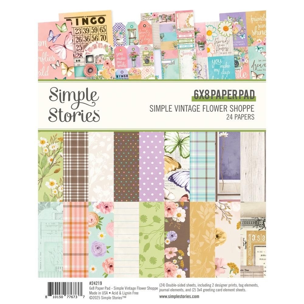 Simple Stories - Simple Vintage Flower Shoppe Collection - 6 x 8  - Paper Pad - 24219 - 24 sheets