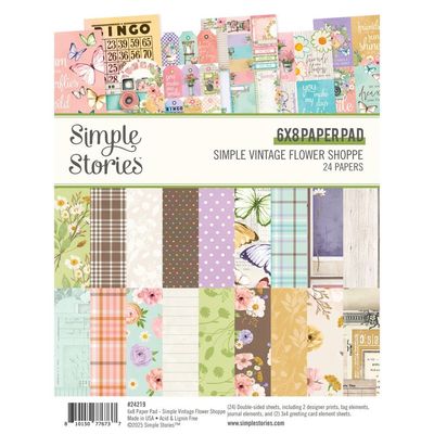 Simple Stories - Simple Vintage Flower Shoppe Collection - 6 x 8  - Paper Pad - 24219 - 24 sheets