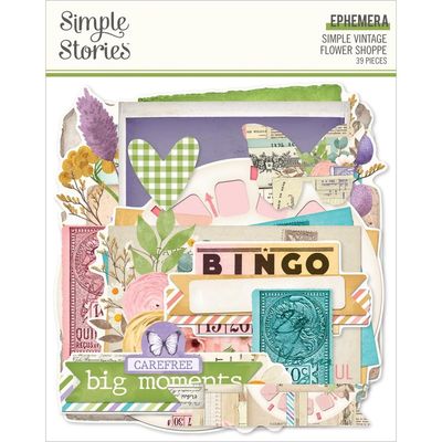Simple Stories - Simple Vintage Flower Shoppe Collection - Die Cuts - Ephemera - 24225 - 39 pcs