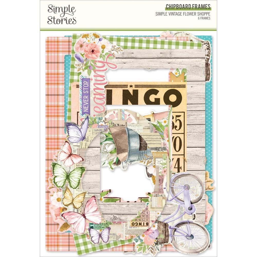 Simple Stories - Simple Vintage Flower Shoppe Collection - Chipboard Frames Set - 24226 - 6 pcs