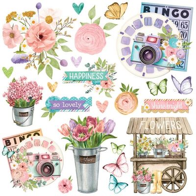 Simple Stories - Simple Vintage Flower Shoppe Collection - Chipboard Clusters - 24227 - 21 pcs