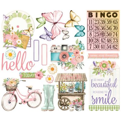 Simple Stories - Simple Vintage Flower Shoppe Collection - Die Cuts - Bits &amp; Pieces - Big Bits - 24235 - 16 pcs
