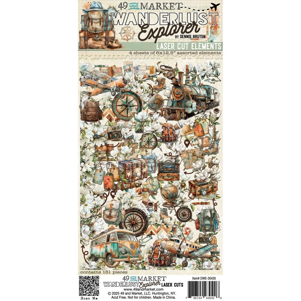 49 &amp; Market - Wanderlust Explorer Collection - Laser Die Cut - Elements - 6 x 12 - DWE30426 - 4 sheets
