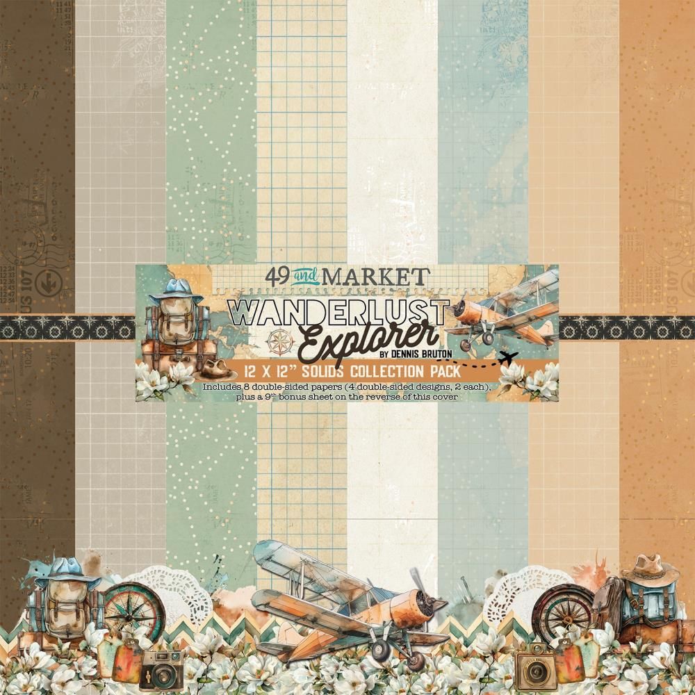 49 &amp; Market - Wanderlust Explorer Collection - 12 x 12  Paper Pack - Solids - DWE30273 - 8 sheets