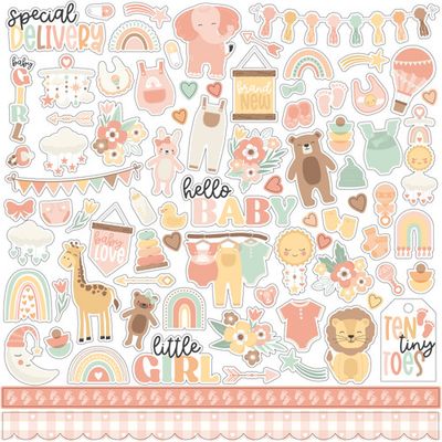 Echo Park Paper Co - Our Baby Girl Collection - 12 x 12 Paper Pack - OB301016 - 12 Sheets plus stickers