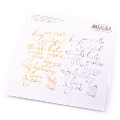 PinkFresh Studio - Joyful Blooms Collection - Foiled Script Sentiments - 261924