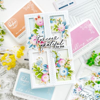 PinkFresh Studio - Essentials Collection - Die Set - Double Stitched Rectangles - PF178ES -7pcs