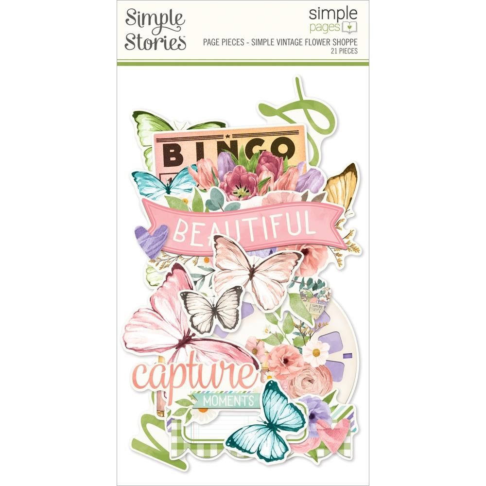 Simple Stories - Simple Vintage Flower Shoppe Collection - Page Pieces 24232 - 21 pcs