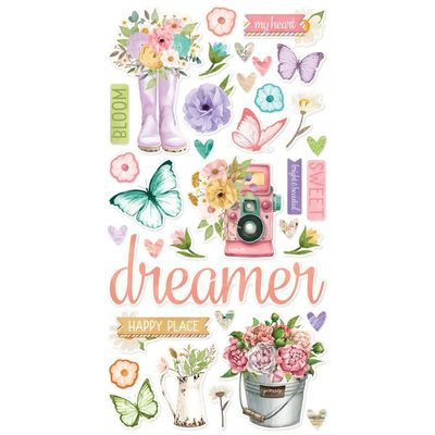 Simple Stories - Simple Vintage Flower Shoppe Collection - Chipboard Stickers -  6" x 12" - 24221 - 27 pcs