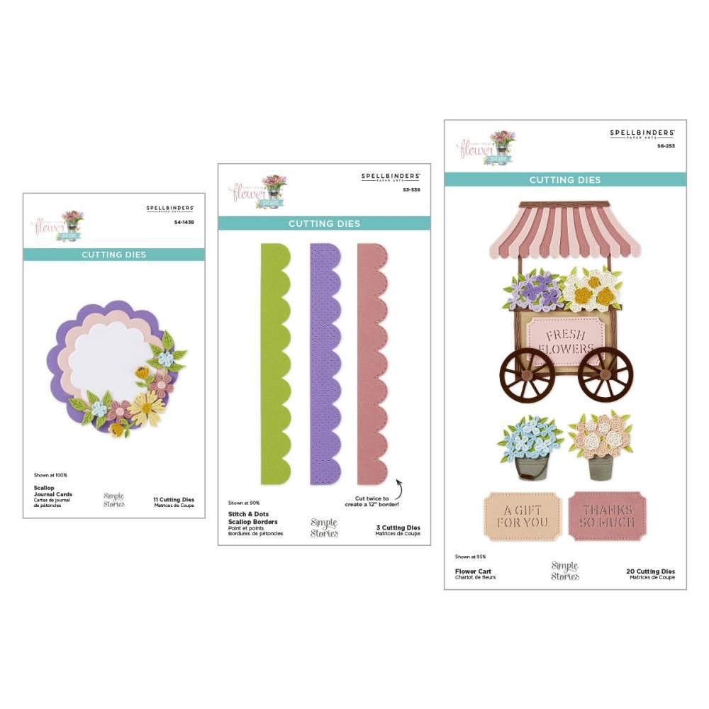 Spellbinders Paper Arts - Simple Vintage Flower Shoppe - Die Bundle - BD-0944 - 34 pcs