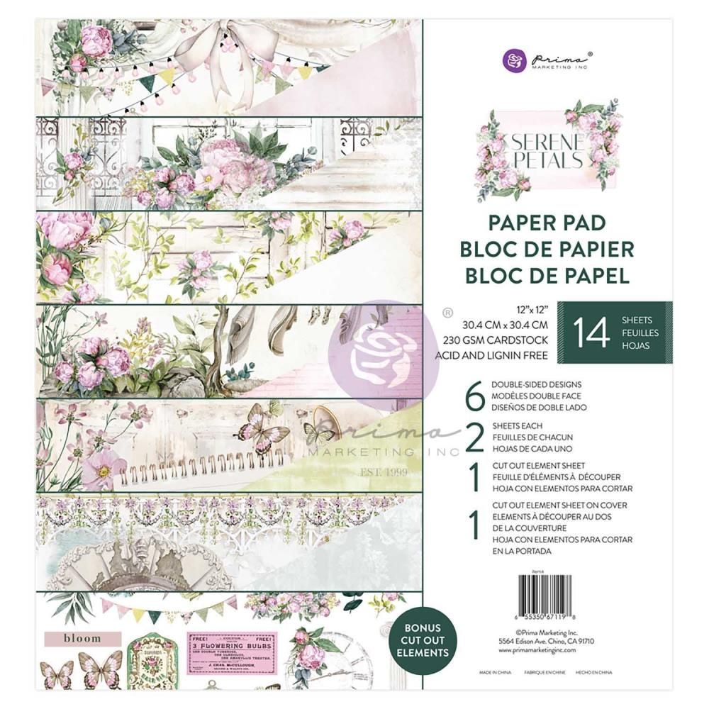 Prima Marketing - Serene Petals Collection - 12 x 12 Paper Pad - 671198 - 14 sheets