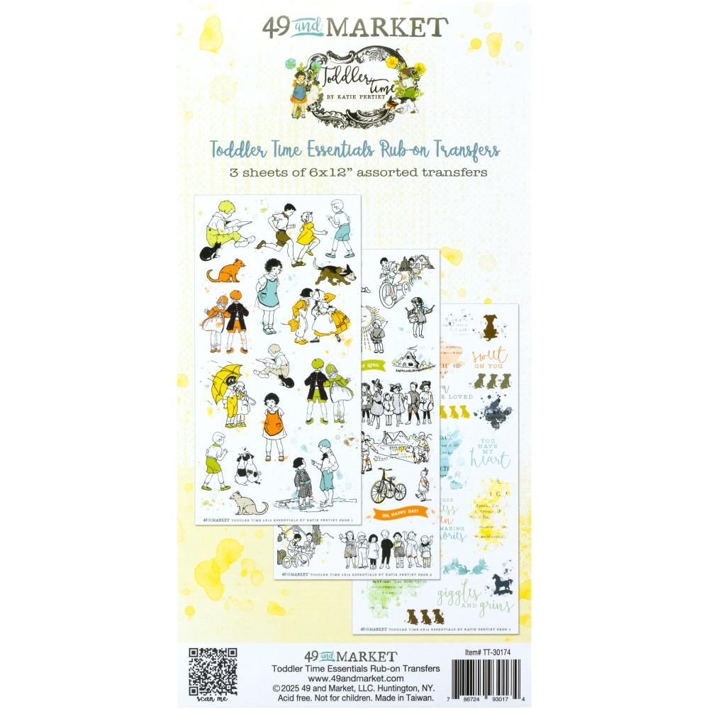 49 &amp; Market - Toddler Time Collection - Rub On Transfer Set - Essentials - TT30174- 6&quot; x 12&quot; - 3 sheets